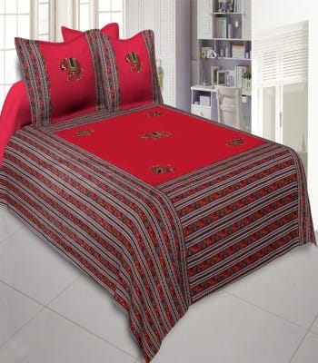 Traditional Embroidery Patchwork Sanganeri Cotton Double Bed Sheet