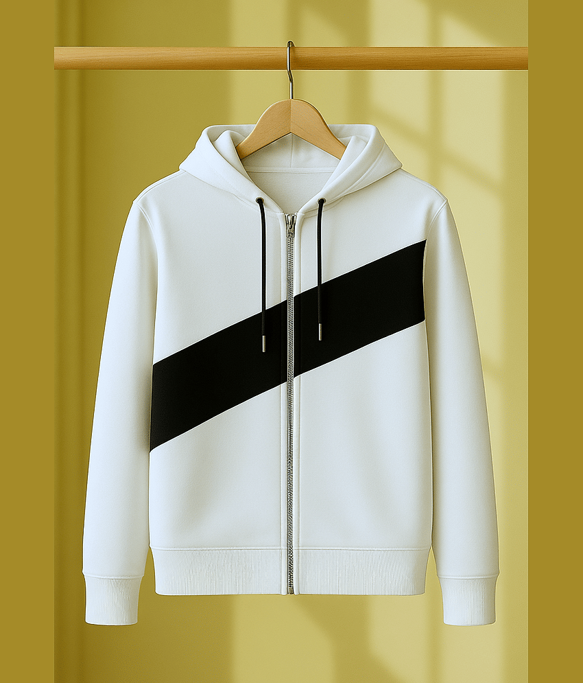 Try This Cotton Blend Hooded Men's Sweatshirt - White ( Pack of 1 )