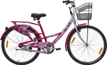 HERO Emerald 26 T (inch) Mountain Cycle (Single Speed, Silver, Pink, Rigid)