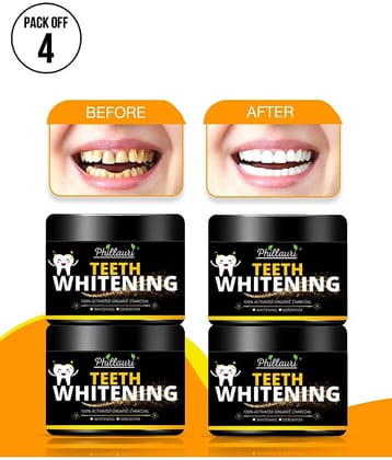 Phillauri Activated Charcoal Tooth Powder for White Teeth (50 gm) Pack of 4