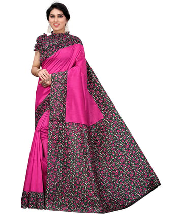 Aadvika Art Silk Printed Regular Saree With Unstitched Blouse Piece ( Pink )