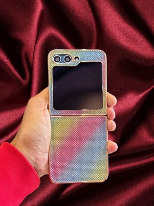 Rainbow Glitter 3D Diamond Pattern Luxury Cover-Samsung Galaxy Z Flip 6