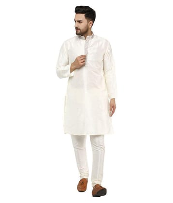 SKAVIJ Off-White Silk Blend Kurta Pyjama Set - None