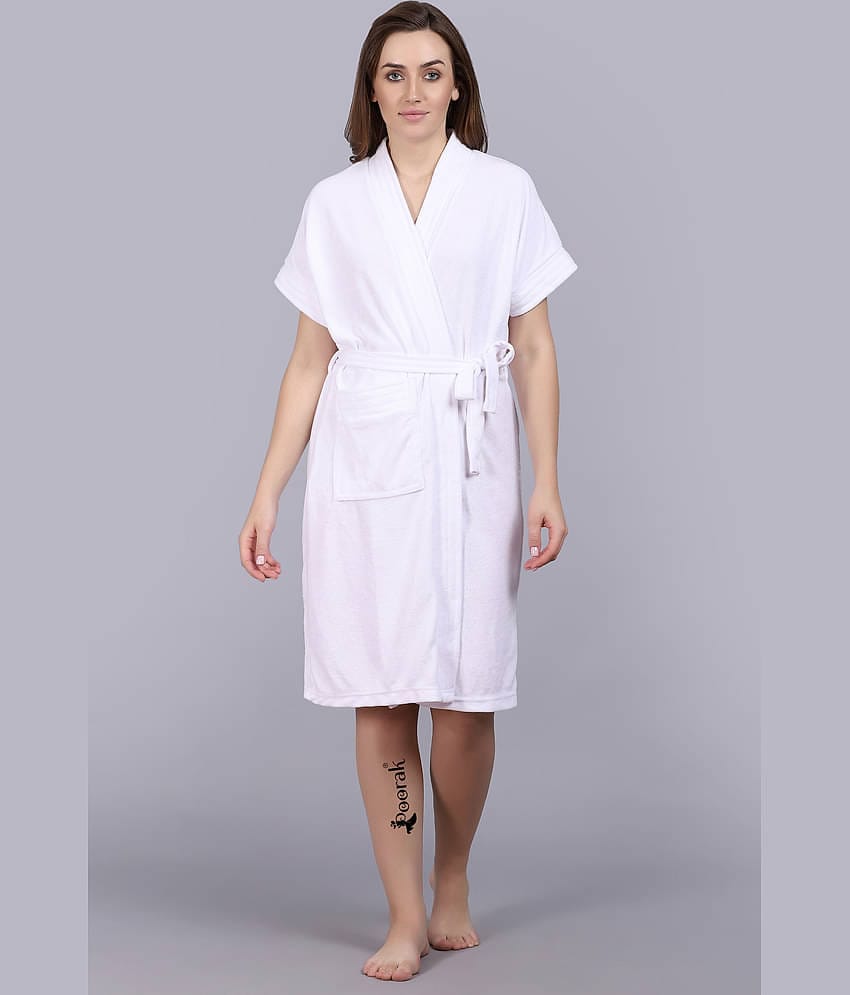 Poorak White Free Size Bathrobe ( Pack of 1 )