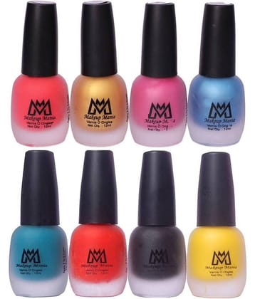 Makeup Mania Velvet Matte Nail Polish Combo Set of 8 Pcs, Nail Polish Set, Multicolor Nail Paint Combo (MM # 20-66)
