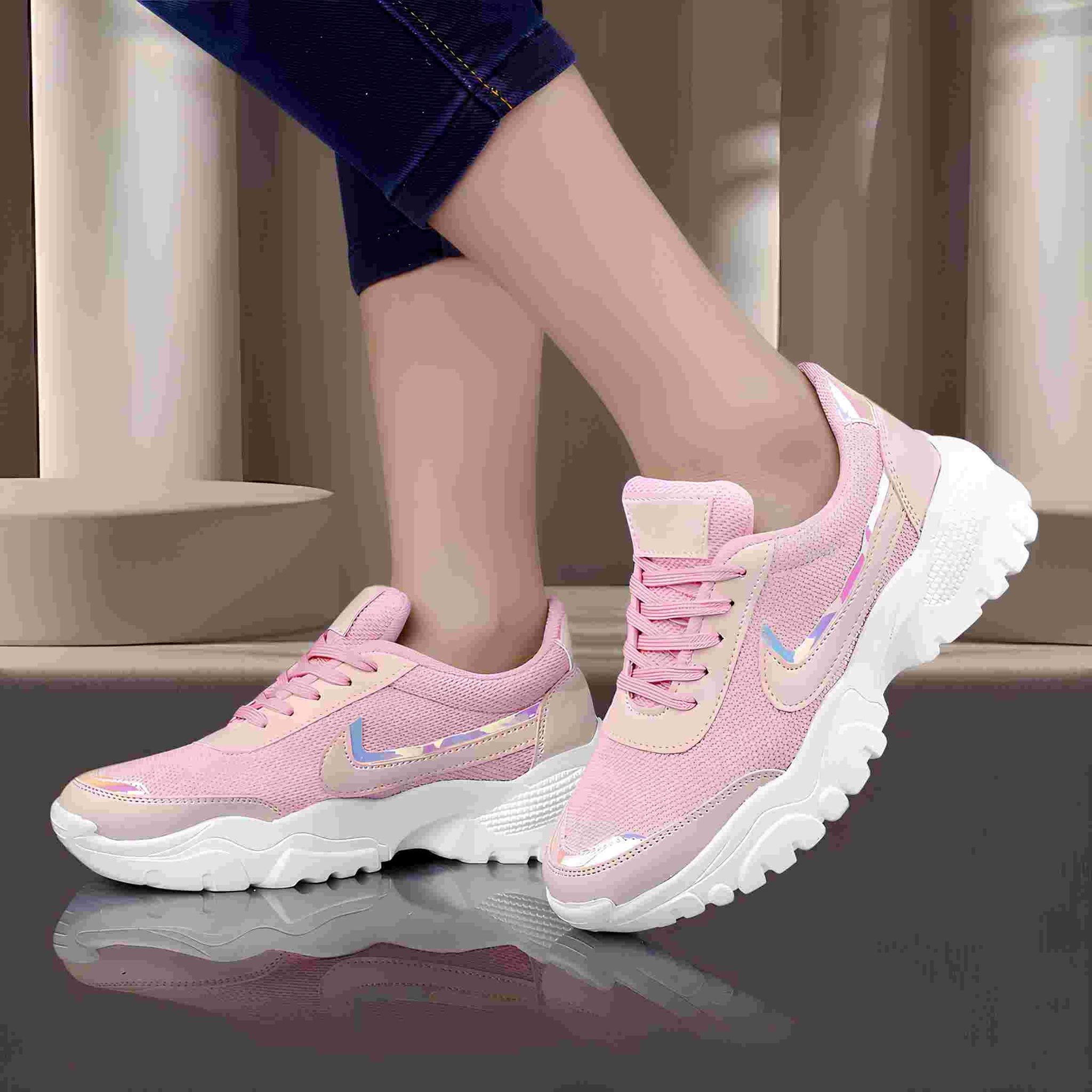 Latest Versatile Women s Casual Sneakers Sports Shoes for Girls and Women (Size-36) Pink