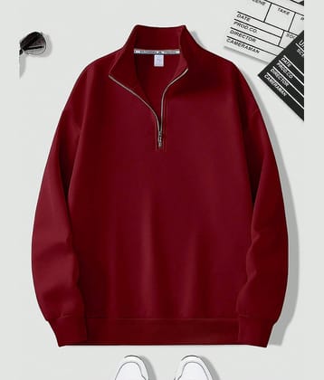 fashion and youth Fleece High Neck Men's Sweatshirt - Maroon ( Pack of 1 )