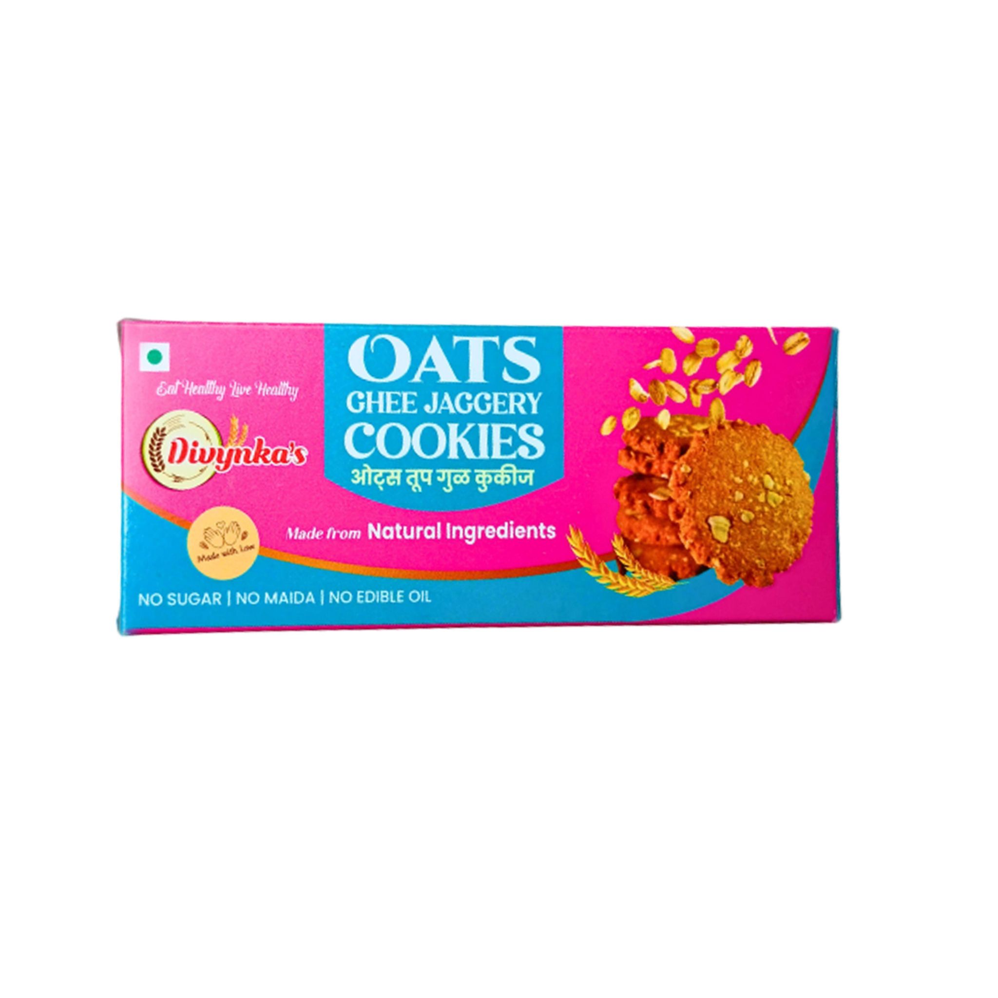 DIVYNKA Hand-made Oats Cookies, Made by Organic Jaggery, No Maida, No Artificial colour, Pack of 100 gm
