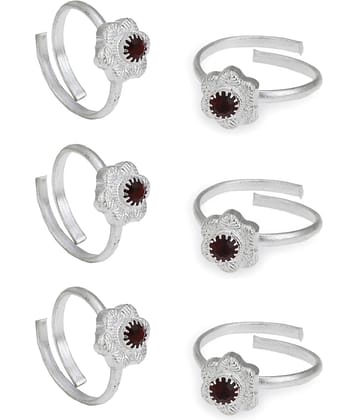AanyaCentric Silver Plated 3 Pair Toe Rings