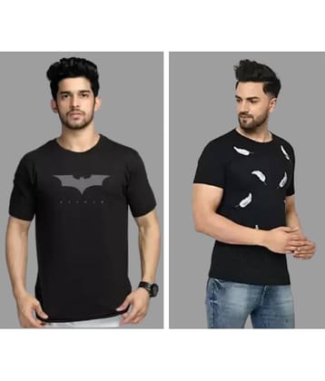 attitude start of fashion Pack of 2 Polyester Regular Fit Men's T-Shirt ( Black )