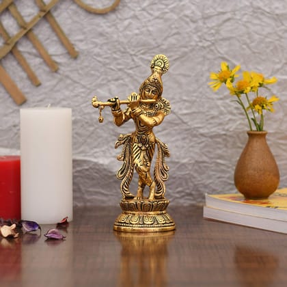 Dreamkraft Lord Krishna Idol Statue Krishna Idols Gold Plated Flute Playing Krishan Decorative Showpiece Figurine for Pooja Room & Gift (Set of 1) Dreamkraft Lord Krishna Idol Statue Krishna Idols Gold Plated Flute Playing Krishan Decorative Showpiece Figurine for Pooja Room & Gift (Set of 1)