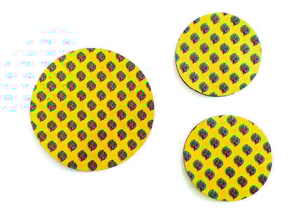 Mor Pankh Round Mat and Coaster Set