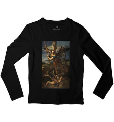 St. Michael Vanquishing Satan Full Sleeve Art T-shirt-38 - S / Black