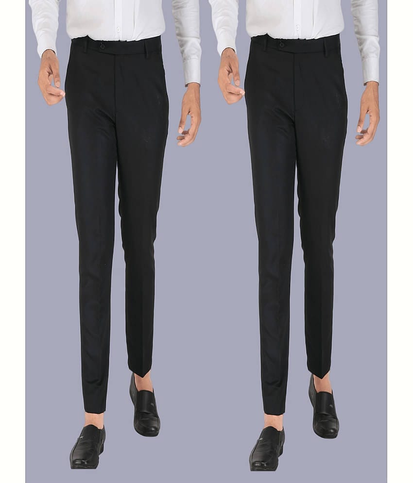 CLARE&CLARA Multicolor Slim Formal Trouser ( Pack of 2 )