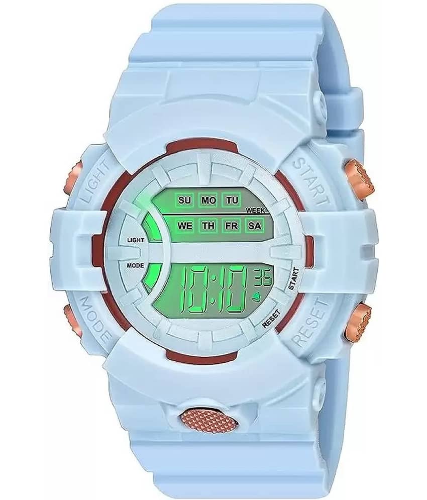 Viser Light Blue Silicon Digital Womens Watch