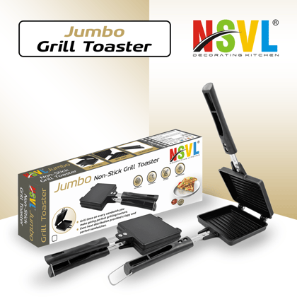 NSVL Non-stick Jumbo Grill Gas Toaster Premium Big Bread Toaster, Sandwich Maker Griller with bakelite Handles and Spatter, Gas Stove Toaster(Aluminium, Black)