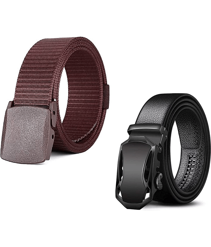 Clock21 - Brown Leather Men's Casual Belt ( Pack of 2 )