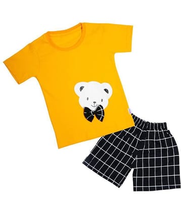 CATCUB Unisex for Baby Cotton Blend T Shirts & Shorts ( Yellow )