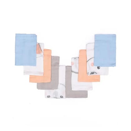 Crescent Muslin Squares For Babies - Koala (Pack Of 10)-Multicolor / 45x45 cm