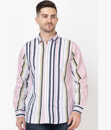 FREKMAN 100% Cotton Regular Fit Striped Full Sleeves Men's Casual Shirt - Peach ( Pack of 1 )