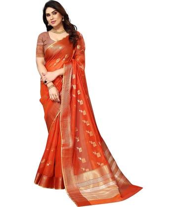 Sidhidata Cotton Woven Saree With Unstitched Blouse Piece ( Multicolour )