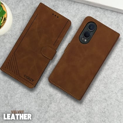 Velvet Brown Flip Leather Case for Oneplus Nord Ce 4 Lite