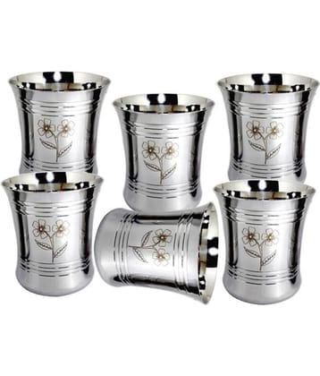 Bartan Hub Laser Printed Stainless Steel 400 ml Glasses, Set of 6