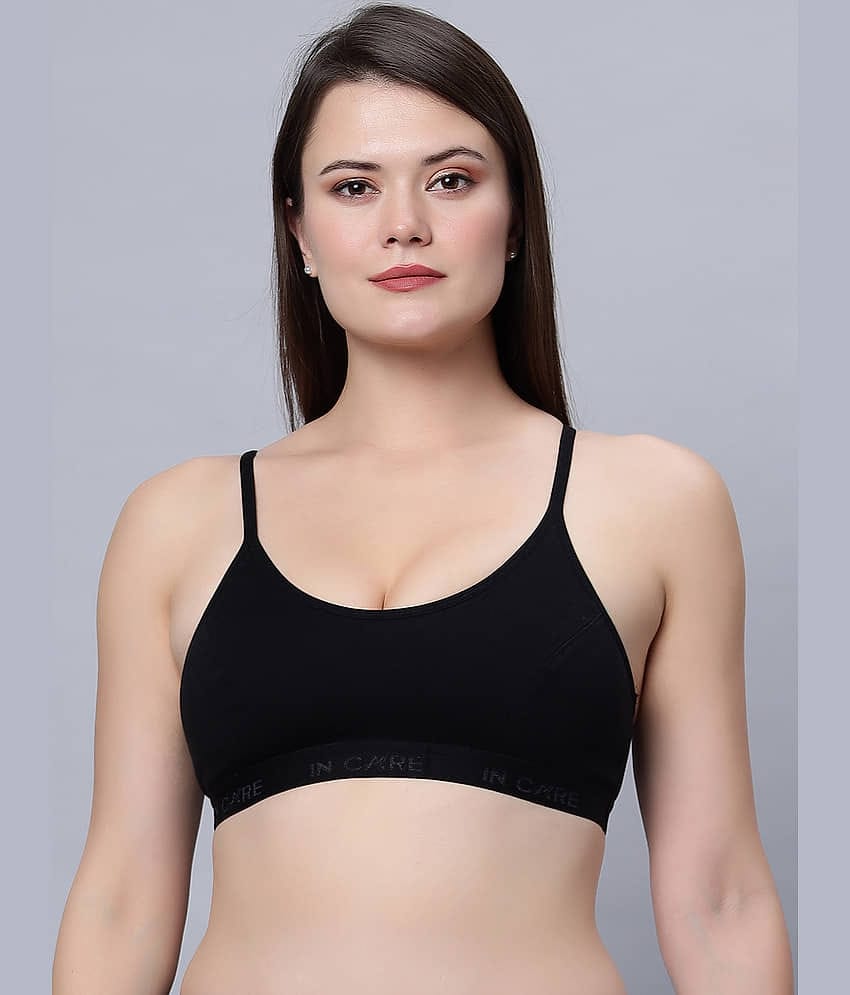 IN CARE LINGERIE Cotton Non Padded Women's T-Shirt Bra ( Black ) SPORTS-01_BLACK_40B