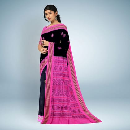 Onyx Black Bomkai Cotton Saree