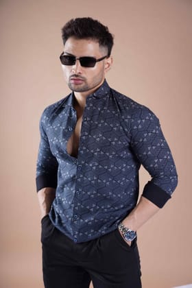 RETRO LUXE PRINTED SHIRT BLUE-Small (30-32) / Blue / RETRO LUXE PRINTED SHIRT