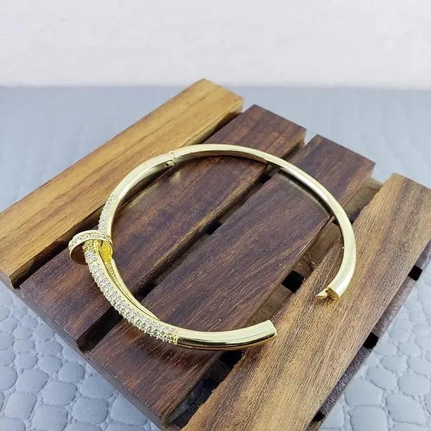 Nail Screw American Diamond Copper Openable Kada Bangle For Women