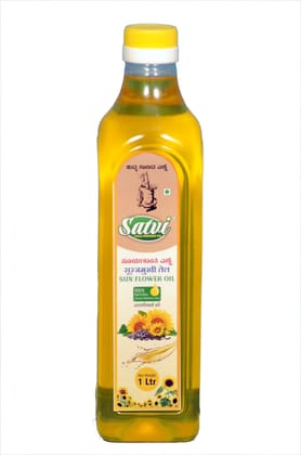 Satvi Cold Pressed Sunflower Oil (1 Litre) | Unrefined & Natural | Everyday Cooking