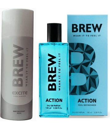 Brew - EXCITE DEO,ACTION PERFUME Eau De Parfum (EDP) For Unisex 300ML ( Pack of 2 )