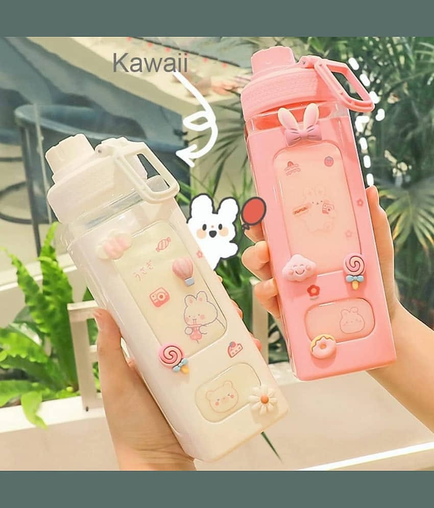 Radhe Creation Cartoon water bottle for kids, kawaii water bottle Multicolour Plastic Water Bottle 700 mL ( Set of 1 )