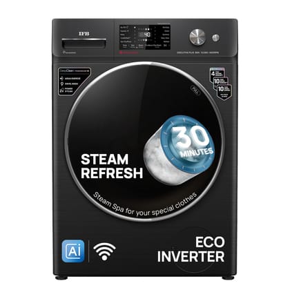 IFB 10 Kg 5 Star, DeepClean, AI Powered, WiFi, Fully Automatic Front Load Washing Machine (EXECUTIVE PLUS BXN 1014KH, PowerSteam, 9 Swirl, Steam Refresh, Inbuilt Heater, Eco Inverter, Black VCM) IFB 10 Kg 5 Star, DeepClean, AI Powered, WiFi, Fully Automa