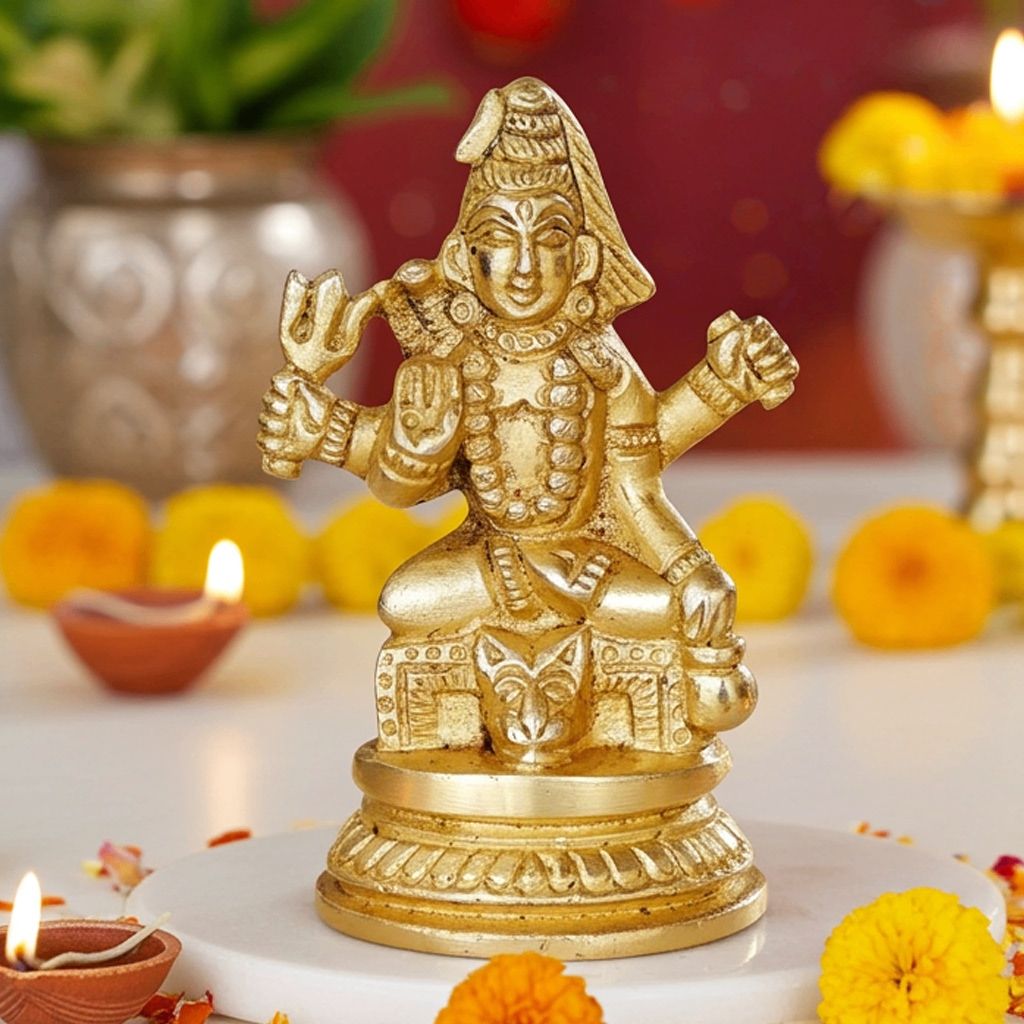 Brass Shiv Ji Idol - Handcrafted Religious Statue, Height : 2.5 Inch (BSMAS856 C)