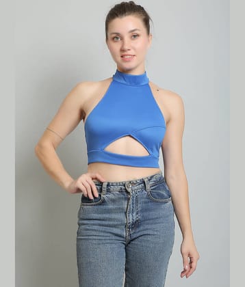 N-Gal Women's Polyester Crop Top ( Blue )