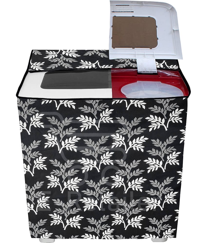 E-Retailer Single Polyester Black Washing Machine Cover for Universal 8 kg Semi-Automatic