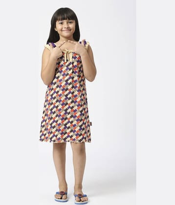 Sini Mini Cotton A-line Dress For Girls ( Pack of 1 , Beige )