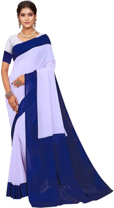 ANSH Womens Art Silk Solid Saree length (5.5m) & Blouse Piece Size (0.8m) (Blue)