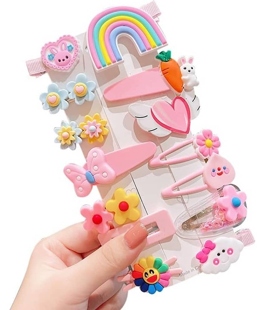 THRIFTKART Multi Color Girls Hair Clip ( Pack of 14 )