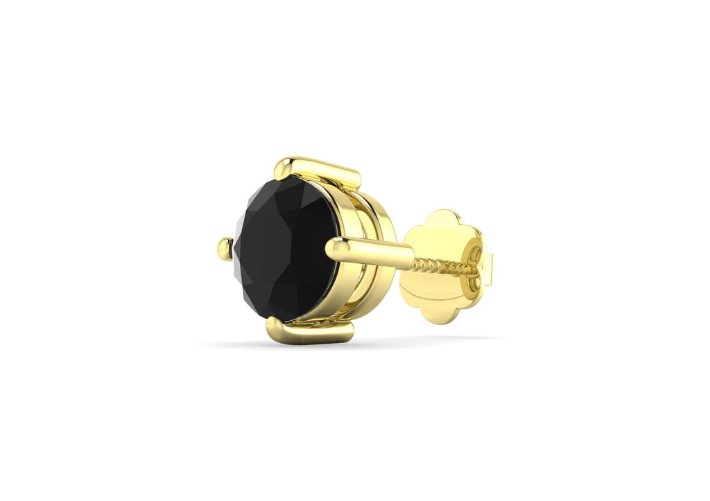 Black Round Solitaire Men's Ear Stud (1 Pc Only)