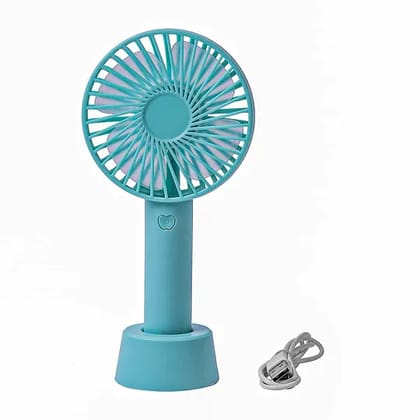Mini Portable USB Fan Handy Built-in Rechargeable Battery Operated Table Fan - Handy Base For Home Office Indoor Outdoor Travel (Multicolour) (COLOUR - BLUE) by Ruhi Import Store