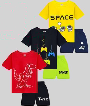 Kuchipoo Pack of 3 Boys Cotton Blend T-Shirt & Shorts Set ( Multicolor )
