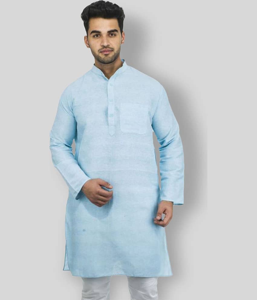 DESHBANDHU DBK - Sky Blue Cotton Men's Regular Kurta ( Pack of 1 )