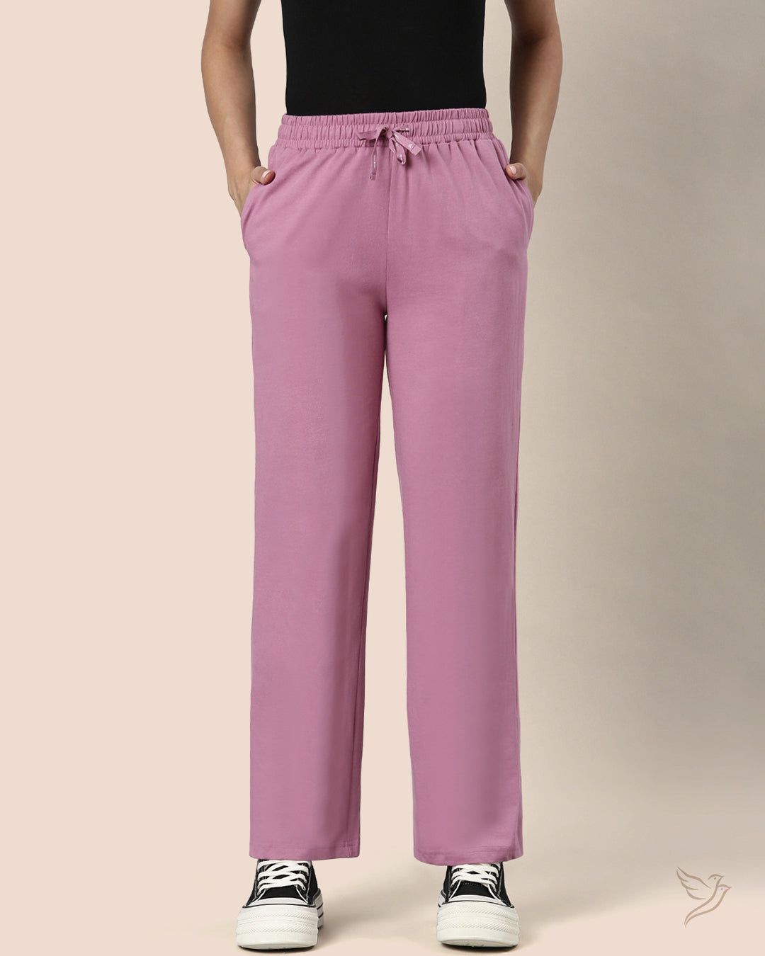 Solid Knitted Palazzo Pants - Wild Rose-S / Wild Rose