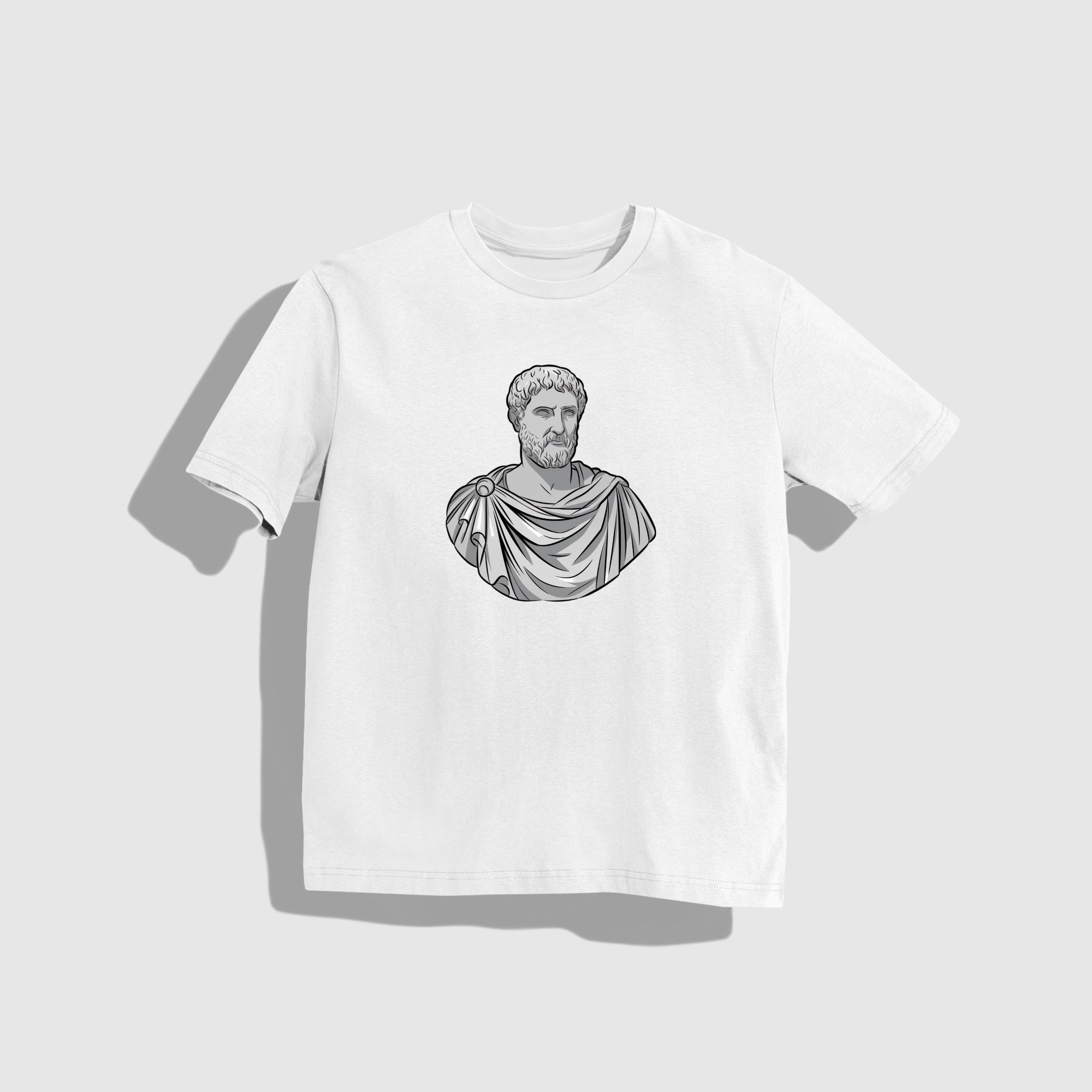 marcus - Round Neck Drop Shoulder Graphic Printed Oversized Cotton T-shirt-S / White