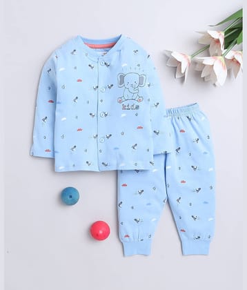 BUMZEE Blue Cotton Baby Boy T-Shirt & Pyjama Set ( Pack of 1 )