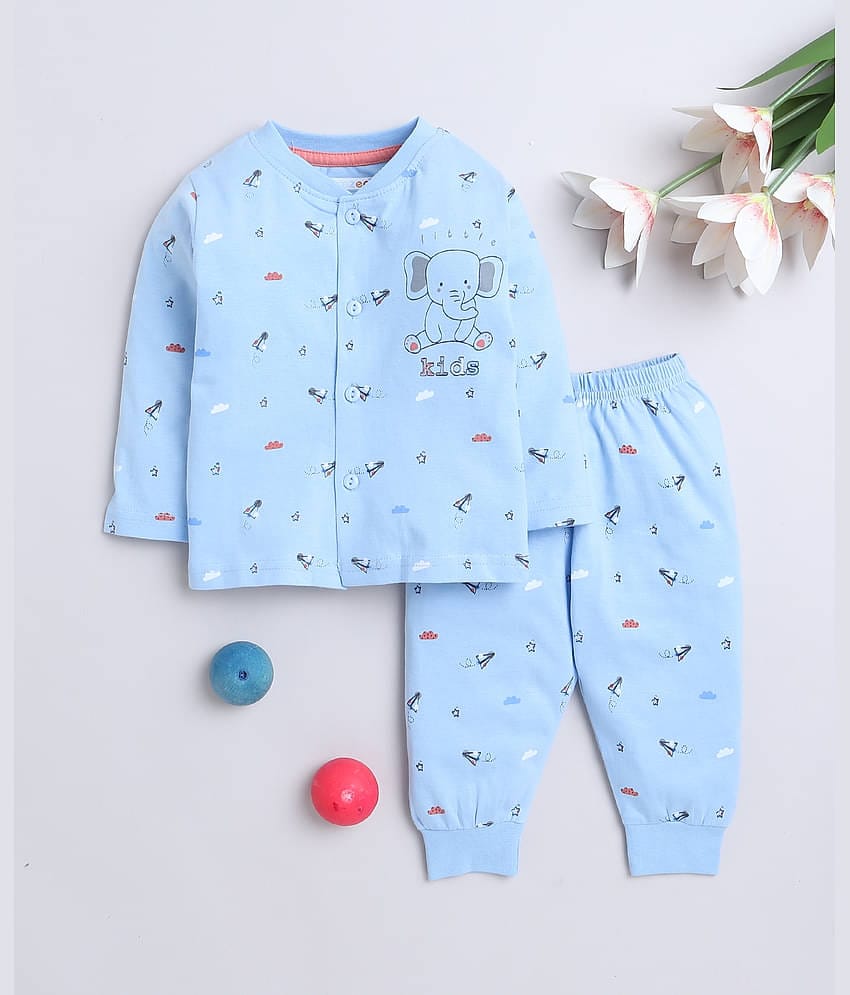 BUMZEE Blue Cotton Baby Boy T-Shirt & Pyjama Set ( Pack of 1 )