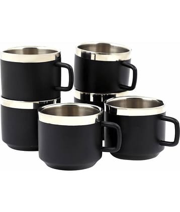 Dynore - Steel Double Walled Tea Cup 110 ml ( Pack of 6 )